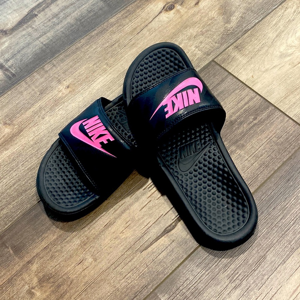 Pink Nike slides